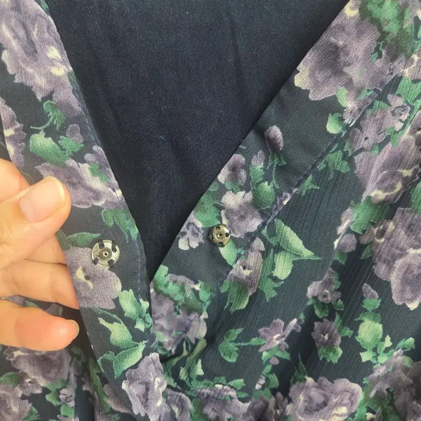 [SOLD OUT] 플라워 롱 원피스 퍼플 꽃무늬