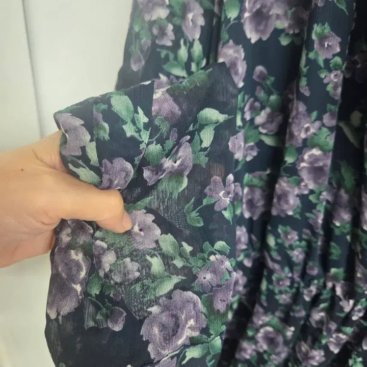 [SOLD OUT] 플라워 롱 원피스 퍼플 꽃무늬