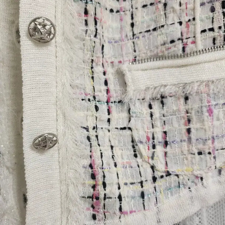 [BUNJANG] White Tweed Long-Sleeve Cardigan / 화이트 트위드 긴팔 가디건