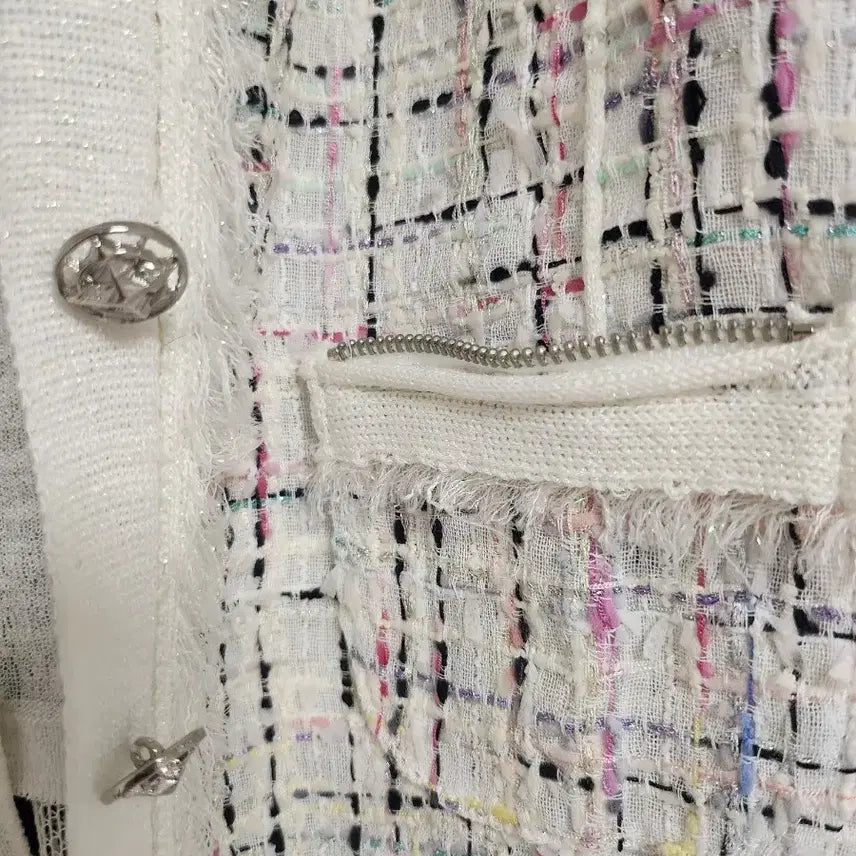 [BUNJANG] White Tweed Long-Sleeve Cardigan / 화이트 트위드 긴팔 가디건