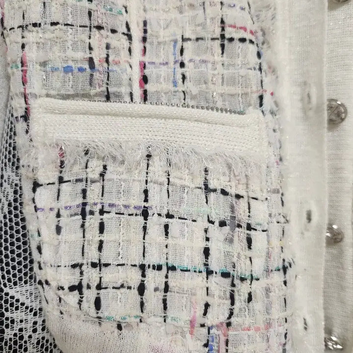 [BUNJANG] White Tweed Long-Sleeve Cardigan / 화이트 트위드 긴팔 가디건