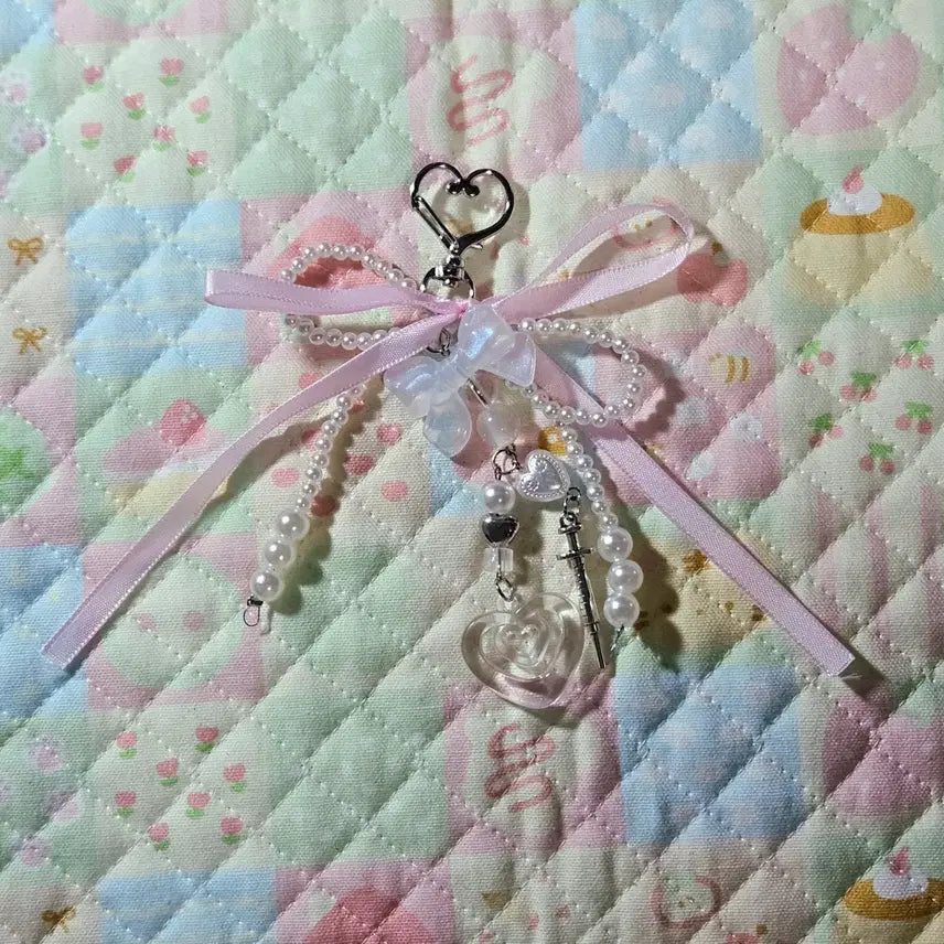 [BUNJANG] Heart Pearl Keyring Set / 진주 하트 키링 / 핸드폰 스트랩