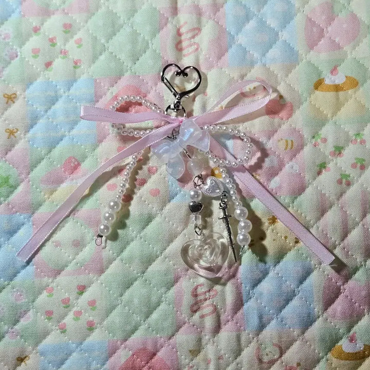 [BUNJANG] Heart Pearl Keyring Set / 진주 하트 키링 / 핸드폰 스트랩