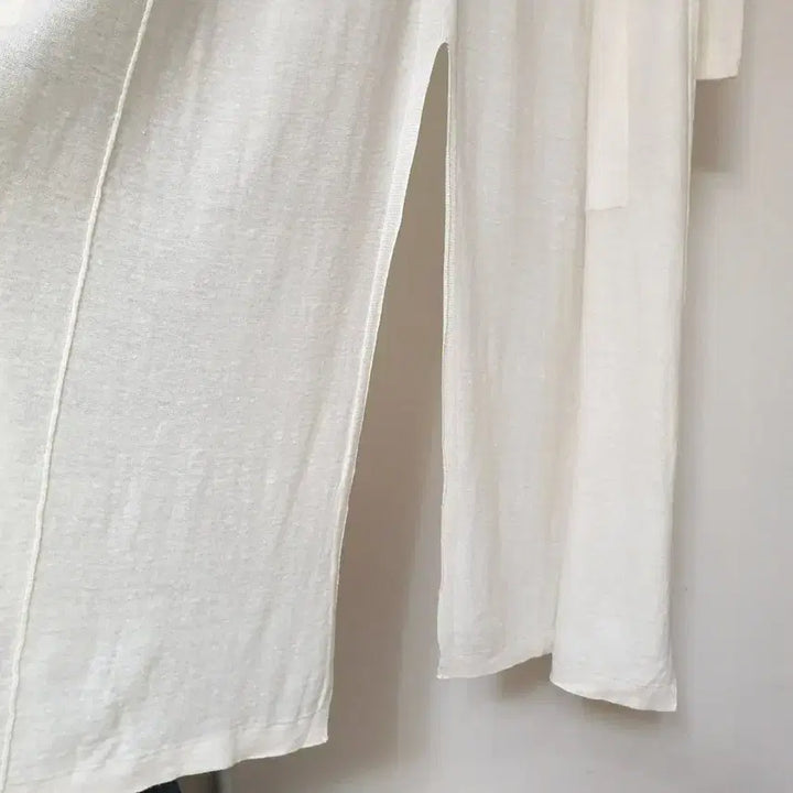 [BUNJANG] Theory Cream Ivory Wool Linen Blend Back Slit Long Cardigan / theory 띠어리 크림아이보리 울리넨블렌드 백슬릿 오픈 롱가디건