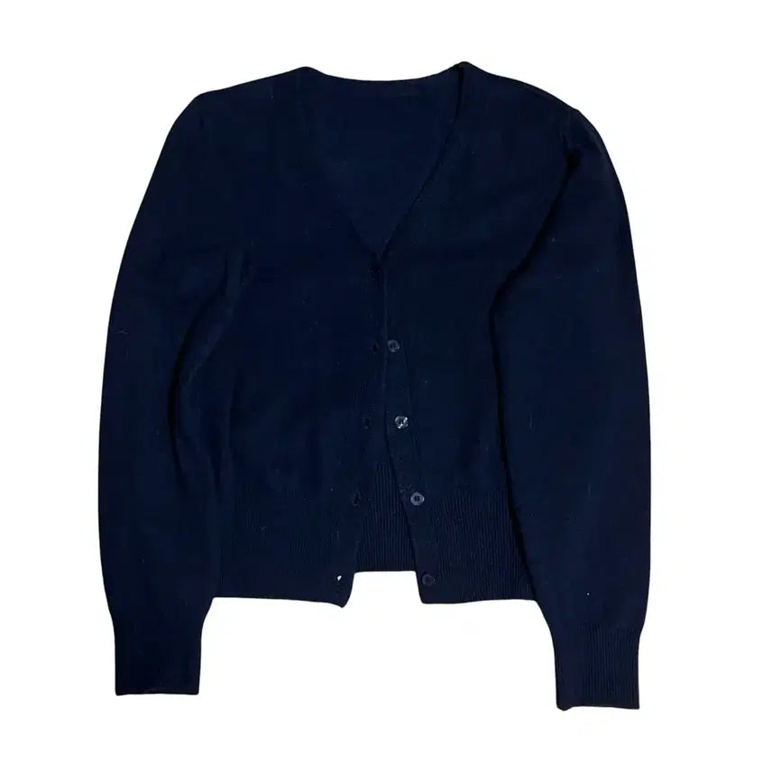 [BUNJANG] Ably Navy V-Neck Cashmere Cardigan / 에이블리 네이비 브이넥 캐시미어 가디건