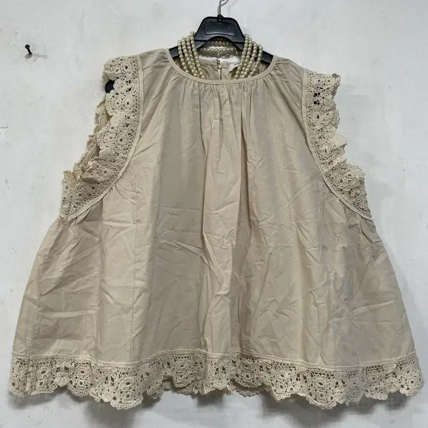[BUNJANG] LOVE N SHOW Lace Blouse / 특가새)N6168 LOVE N SHOW 자수레이스배색 블라우스.면