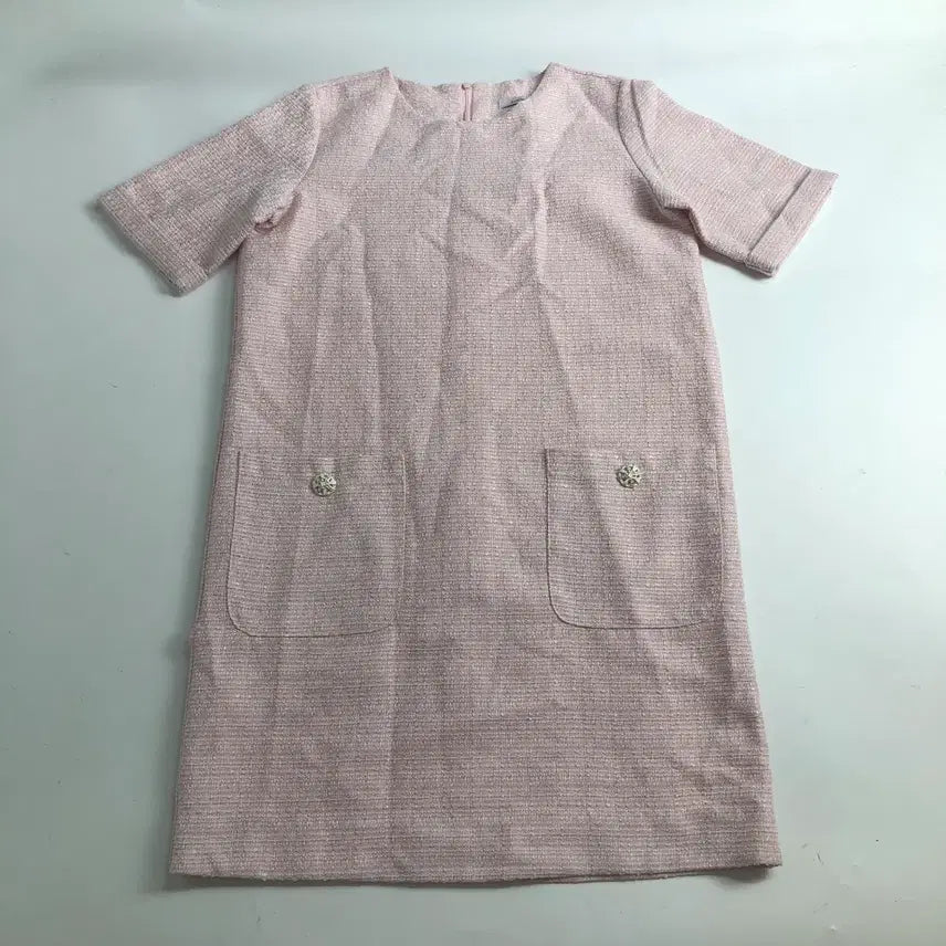 [BUNJANG] Pink Tweed Short Sleeve Dress / 핑크 트위드 반팔 원피스
