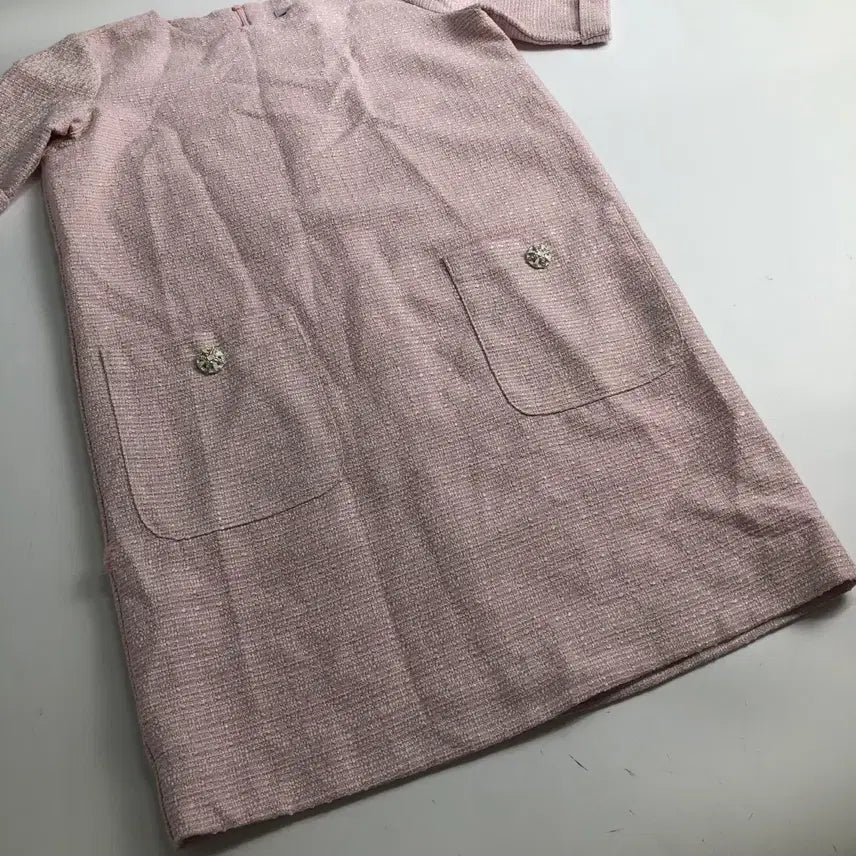 [BUNJANG] Pink Tweed Short Sleeve Dress / 핑크 트위드 반팔 원피스