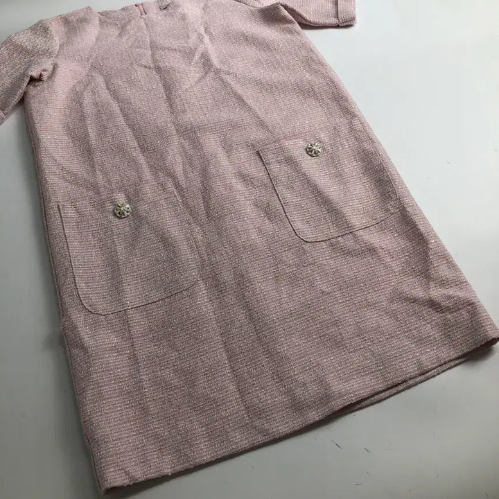 [BUNJANG] Pink Tweed Short Sleeve Dress / 핑크 트위드 반팔 원피스