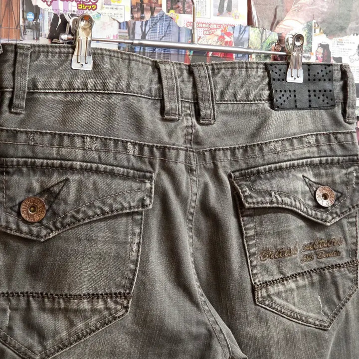 [BUNJANG] ASK Vintage Gray Wash Straight Jeans / 에스크 빈티지 그레이 워싱 스트레이트 팬츠