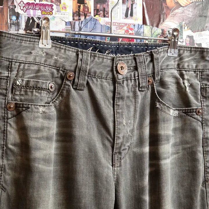[BUNJANG] ASK Vintage Gray Wash Straight Jeans / 에스크 빈티지 그레이 워싱 스트레이트 팬츠