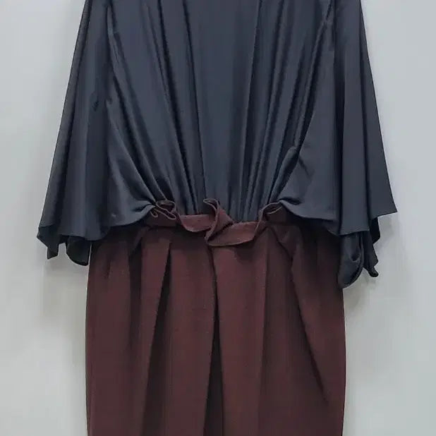 [SOLD OUT] LANVIN 한섬 랑방 실크 배색 울 캐시미어 원피스 / 여 82