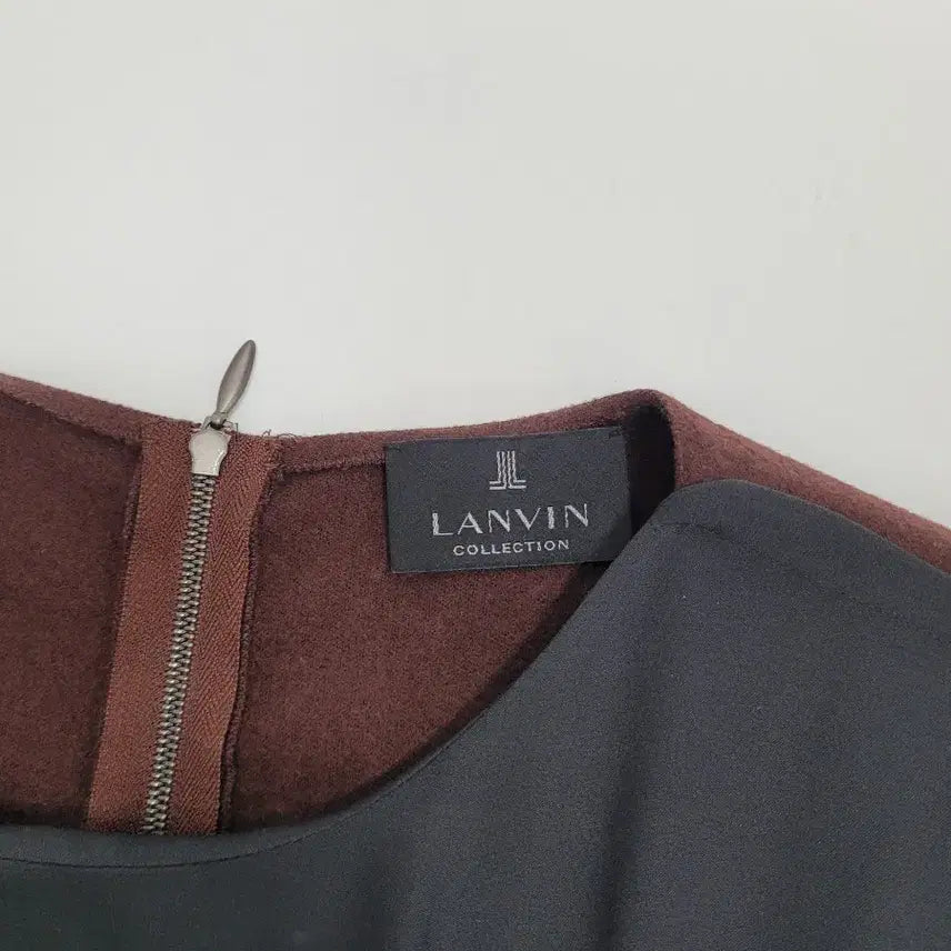 [SOLD OUT] LANVIN 한섬 랑방 실크 배색 울 캐시미어 원피스 / 여 82