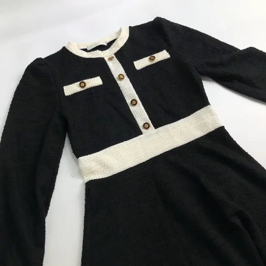 [BUNJANG] Black Tweed Long Dress / 블랙 트위드 롱 원피스