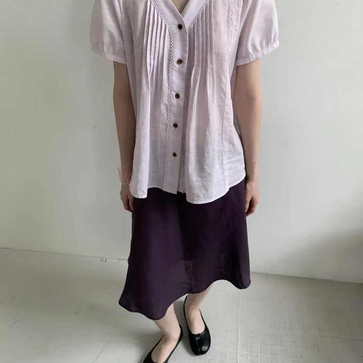 [BUNJANG] DOKNOWZERO Linen Midi Skirt / DOKNOWZERO 여름 리넨 밴딩 미디 스커트 퍼플