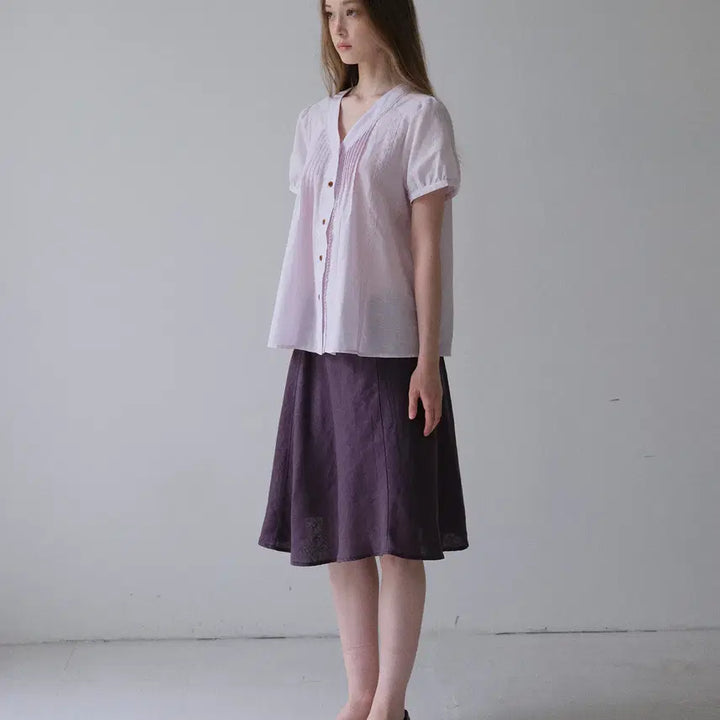 [BUNJANG] DOKNOWZERO Linen Midi Skirt / DOKNOWZERO 여름 리넨 밴딩 미디 스커트 퍼플