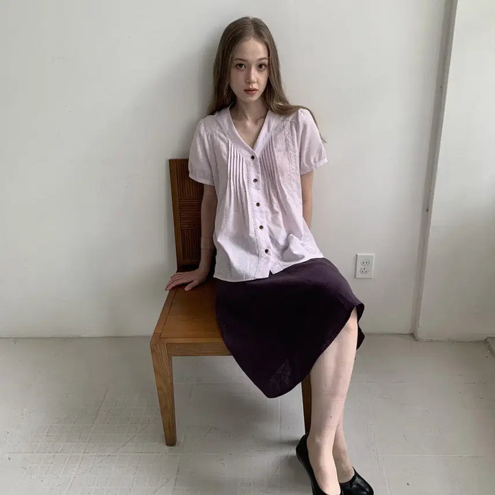 [BUNJANG] DOKNOWZERO Linen Midi Skirt / DOKNOWZERO 여름 리넨 밴딩 미디 스커트 퍼플