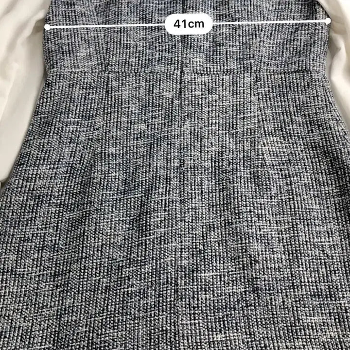 [SOLD OUT] 로엠 트위드 배색 쉬폰 롱 원피스