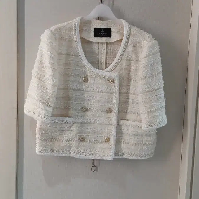 [BUNJANG] Lanvin Tweed Short Sleeve Jacket Ivory / 랑방 트위드 반팔 자켓 아이보리