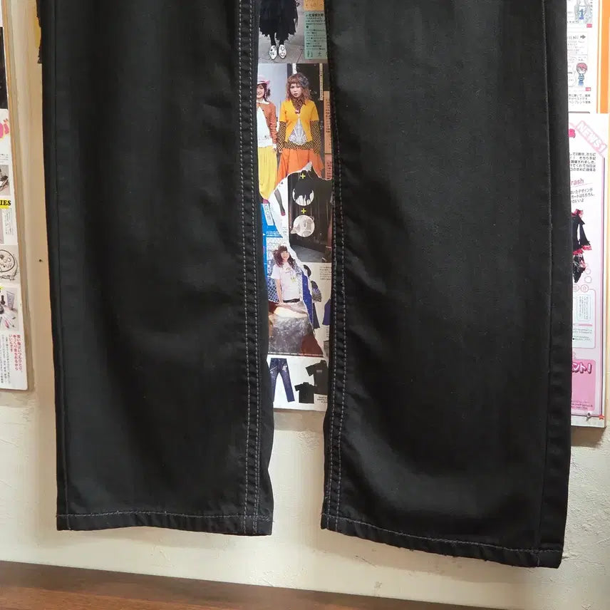 [BUNJANG] Vintage Western Stitch Black Cotton Pants / 빈티지 웨스턴 스티치 블랙 코튼 팬츠