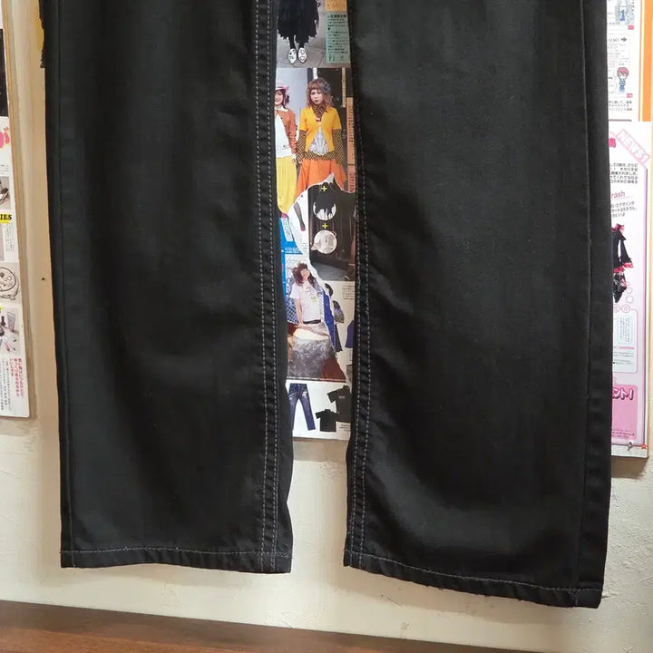 [BUNJANG] Vintage Western Stitch Black Cotton Pants / 빈티지 웨스턴 스티치 블랙 코튼 팬츠