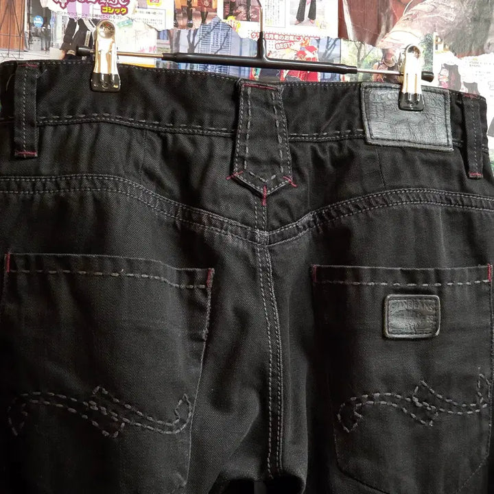 [BUNJANG] Vintage Western Stitch Black Cotton Pants / 빈티지 웨스턴 스티치 블랙 코튼 팬츠