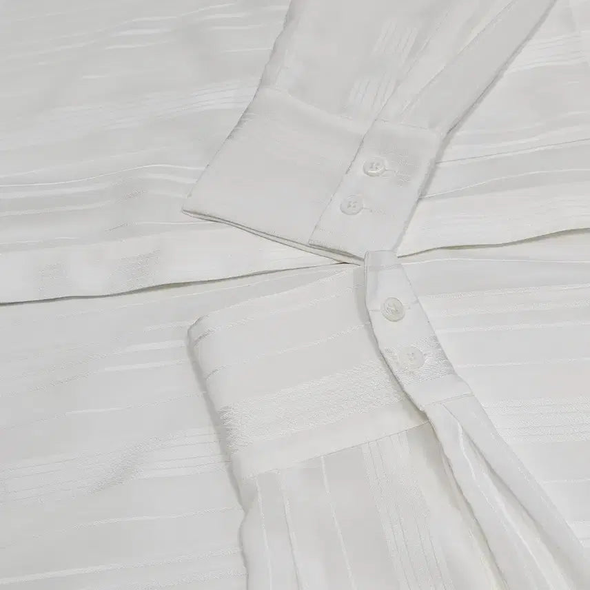 [BUNJANG] Club Monaco White Striped Shirt / 클럽모나코 화이트 스트라이프 셔츠