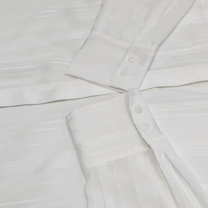 [BUNJANG] Club Monaco White Striped Shirt / 클럽모나코 화이트 스트라이프 셔츠