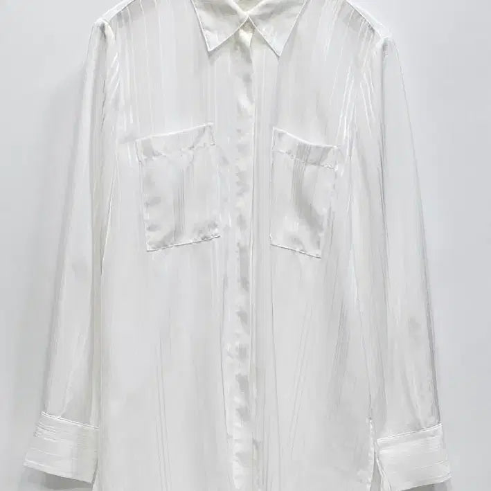 [BUNJANG] Club Monaco White Striped Shirt / 클럽모나코 화이트 스트라이프 셔츠