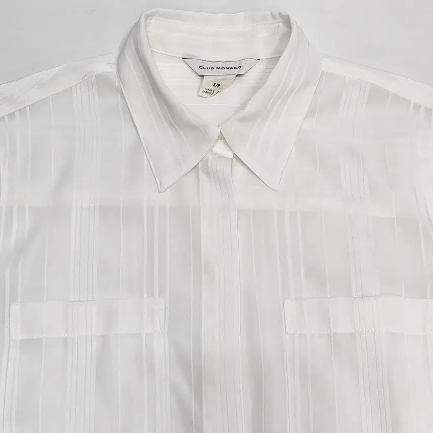 [BUNJANG] Club Monaco White Striped Shirt / 클럽모나코 화이트 스트라이프 셔츠