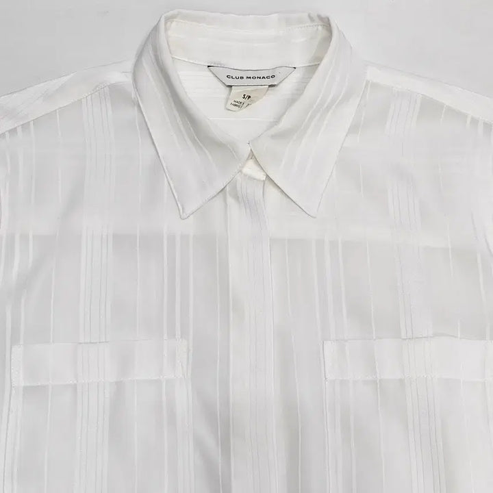 [BUNJANG] Club Monaco White Striped Shirt / 클럽모나코 화이트 스트라이프 셔츠