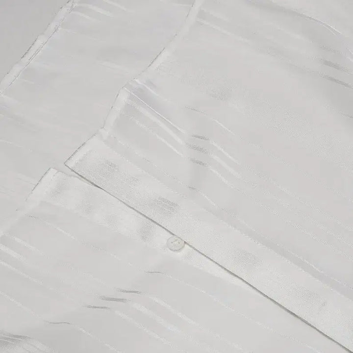 [BUNJANG] Club Monaco White Striped Shirt / 클럽모나코 화이트 스트라이프 셔츠