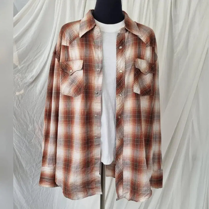 [SOLD OUT] Authentic Western 옴브레 체크 셔츠 (XL,상태양호)