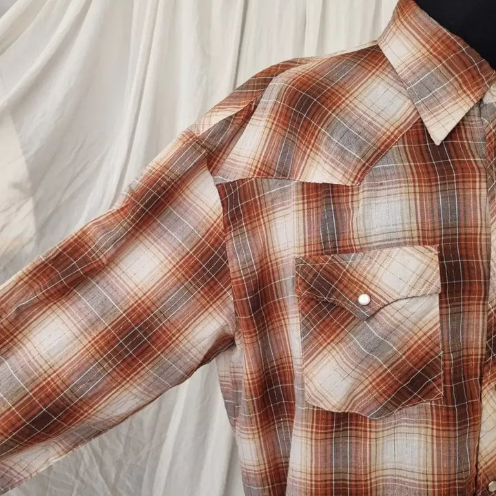 [SOLD OUT] Authentic Western 옴브레 체크 셔츠 (XL,상태양호)