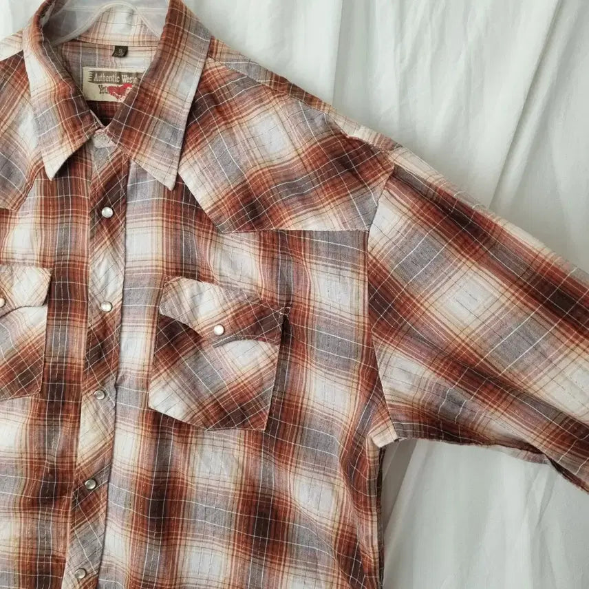 [SOLD OUT] Authentic Western 옴브레 체크 셔츠 (XL,상태양호)