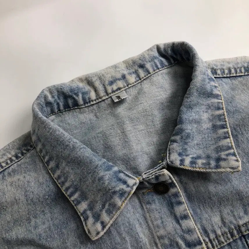 [BUNJANG] Denim Jacket Sunflower Embroidery / 데님 청자켓 해바라기 자수