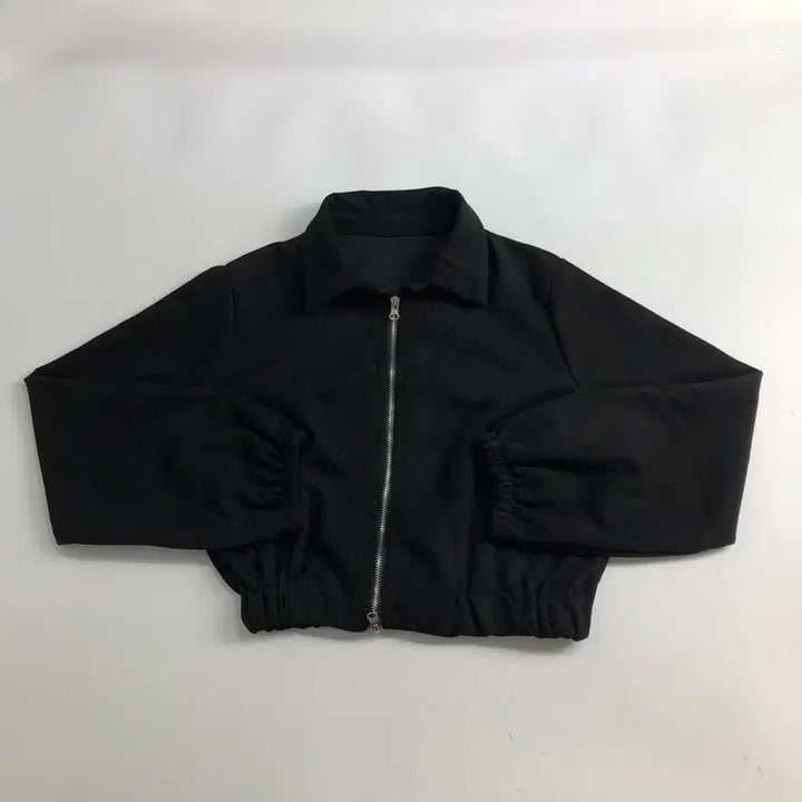[BUNJANG] Black Crop Zip-Up Jacket / 블랙 크롭 기장 집업 자켓