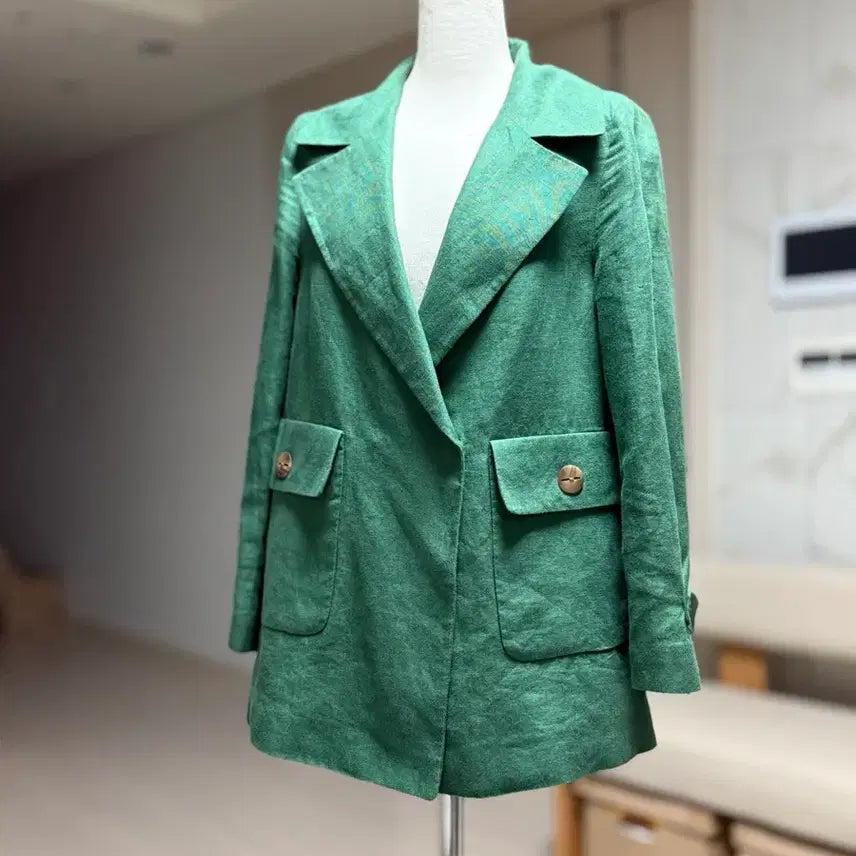 [BUNJANG] AtG Green 100% Linen Jacket / AtG 그린 100% 린멘 자켙