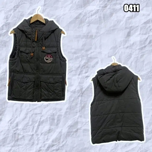 [BUNJANG] M Jeep Multi Logo Hooded Vest Padded / M 지프 멀티 로고 후드 조끼 패딩