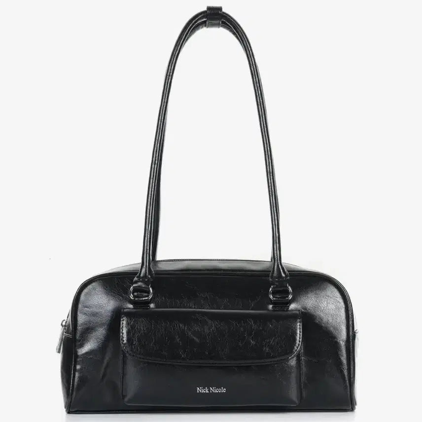 [BUNJANG] NICOLE Pocket Leather Baguette Bag / NICOLE POCKET LEATHER BAGUETTE BAG_BLACK