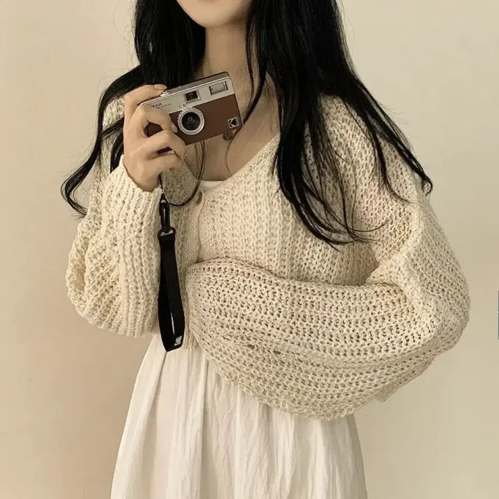 [BUNJANG] Bliss Beige Bolero Cardigan / 베이지 볼레로 가디건