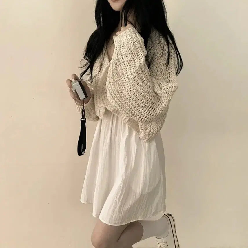 [BUNJANG] Bliss Beige Bolero Cardigan / 베이지 볼레로 가디건
