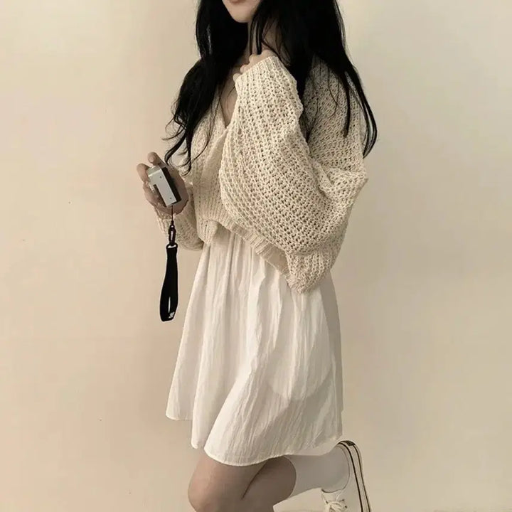 [BUNJANG] Bliss Beige Bolero Cardigan / 베이지 볼레로 가디건