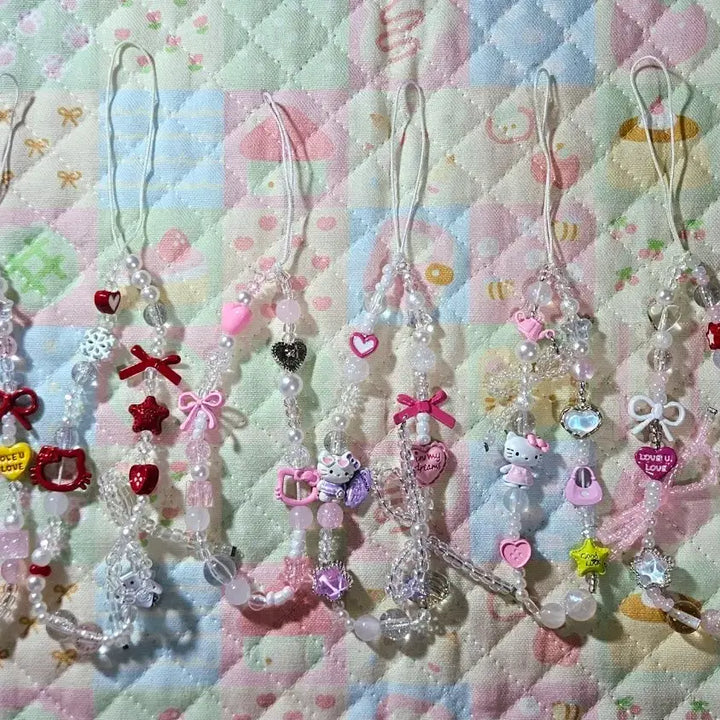 [BUNJANG] Kitty Bead Keyring Phone Strap / 새상품 ) 키티 비즈 키링 핸드폰 스트랩