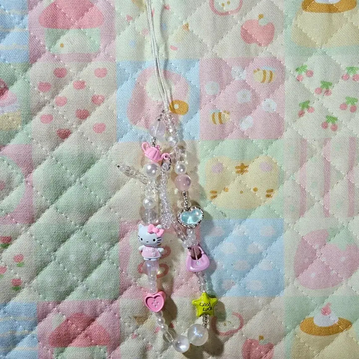 [BUNJANG] Kitty Bead Keyring Phone Strap / 새상품 ) 키티 비즈 키링 핸드폰 스트랩