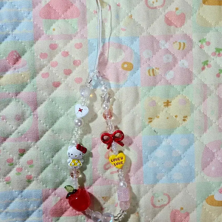 [BUNJANG] Kitty Bead Keyring Phone Strap / 새상품 ) 키티 비즈 키링 핸드폰 스트랩