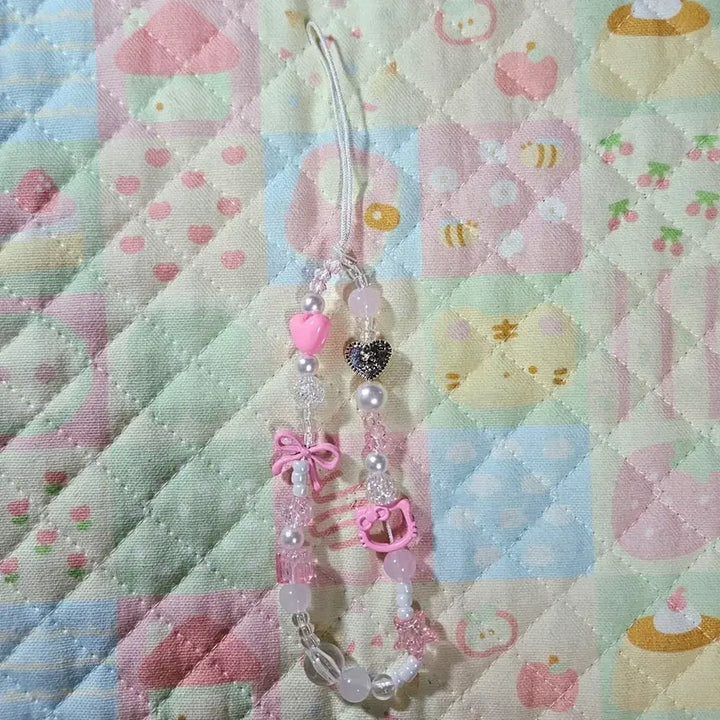 [BUNJANG] Kitty Bead Keyring Phone Strap / 새상품 ) 키티 비즈 키링 핸드폰 스트랩