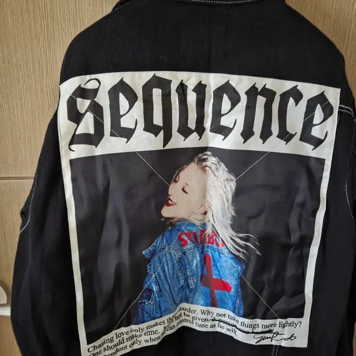 [BUNJANG] SEQUENCE Black Denim Jacket / SEQUENCE 블랙 데님 자켓 프린팅