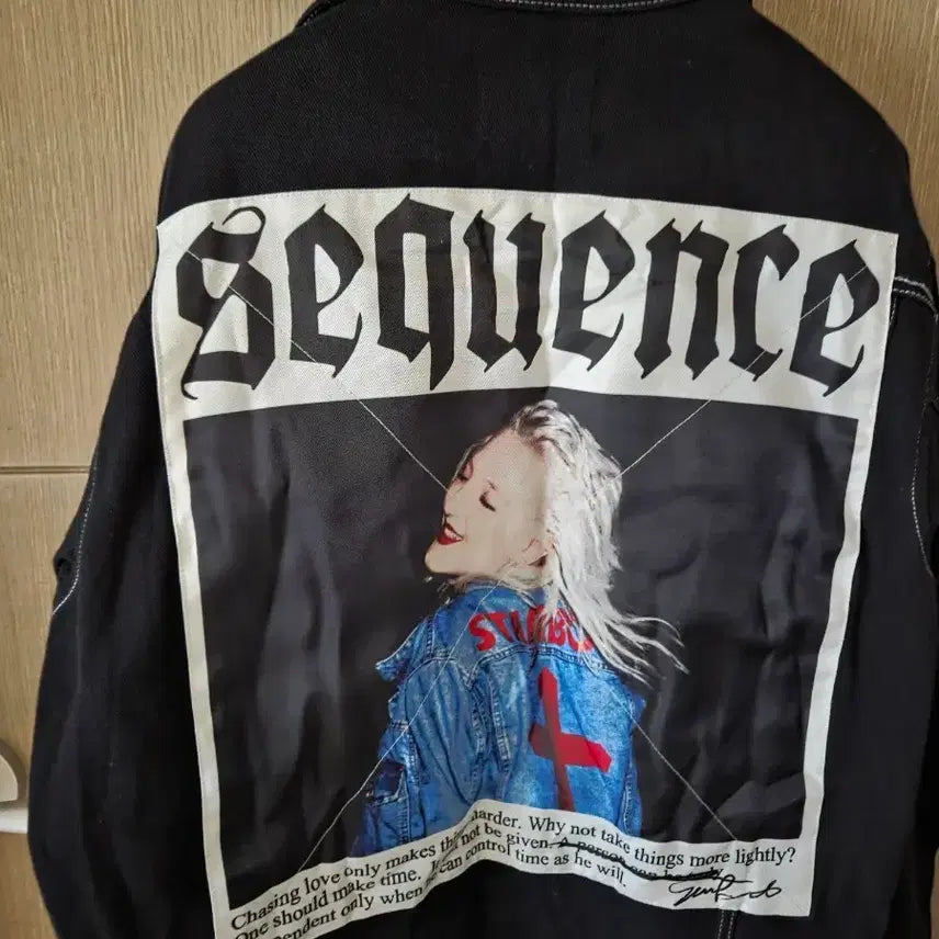 [BUNJANG] SEQUENCE Black Denim Jacket / SEQUENCE 블랙 데님 자켓 프린팅