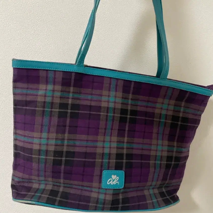 [BUNJANG] Agnès b. Voyage Leather Check Tote Bag / 명품 아네스베 소가죽 체크 천가방(제안x)
